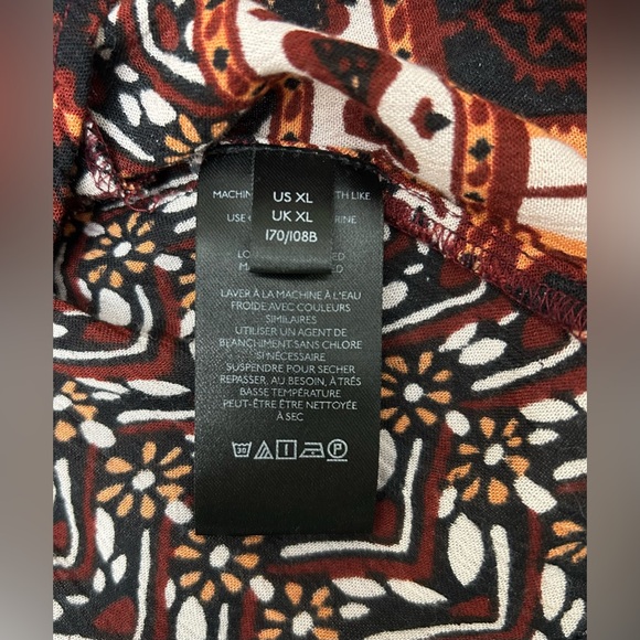 Free People Size XL Rosalie Bell Sleeve Faux Wrap Boho Top Coral Combo Blouse - Picture 11 of 16